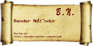 Bender Nándor névjegykártya