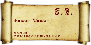 Bender Nándor névjegykártya