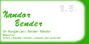 nandor bender business card
